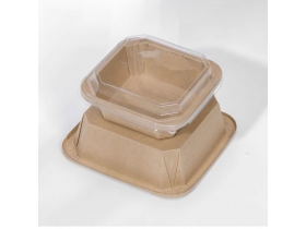 HỘP GIẤY VUÔNG KRAFT NẮP PET 750ML